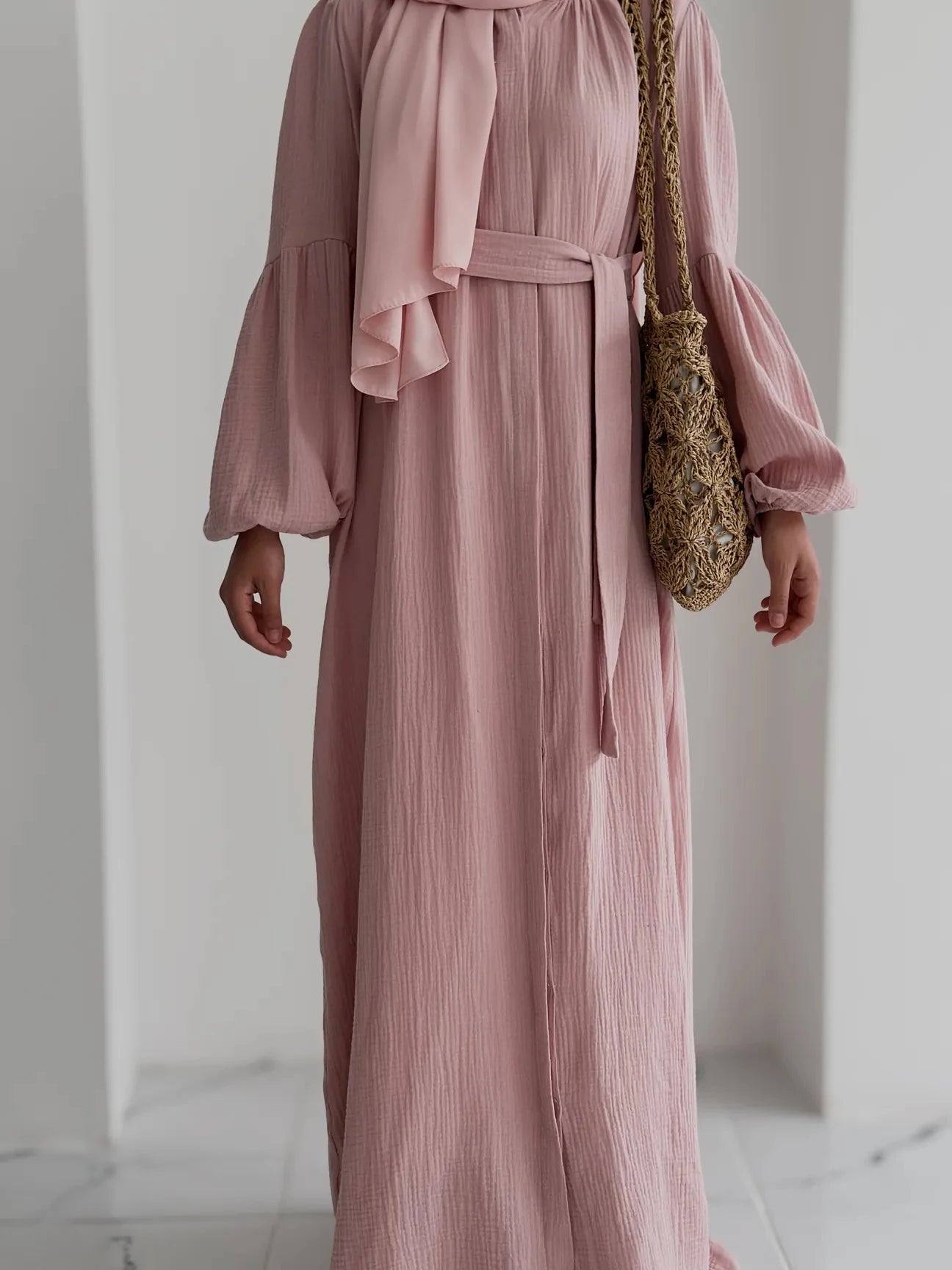 Muslin Dress with Patterned Shawl