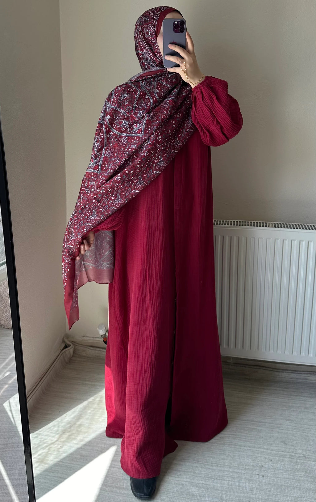 Muslin Dress with Patterned Shawl