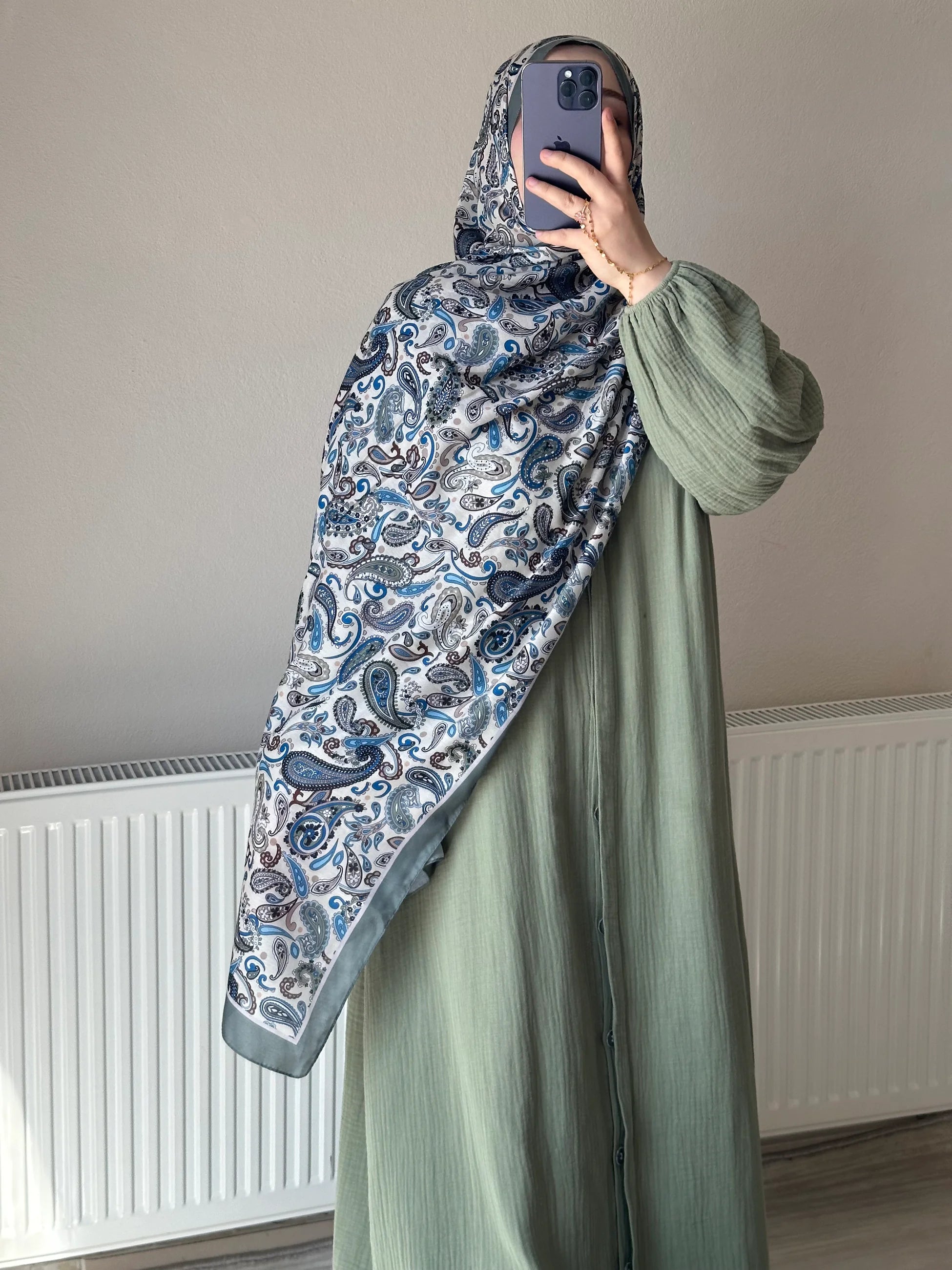 Muslin Dress with Patterned Shawl