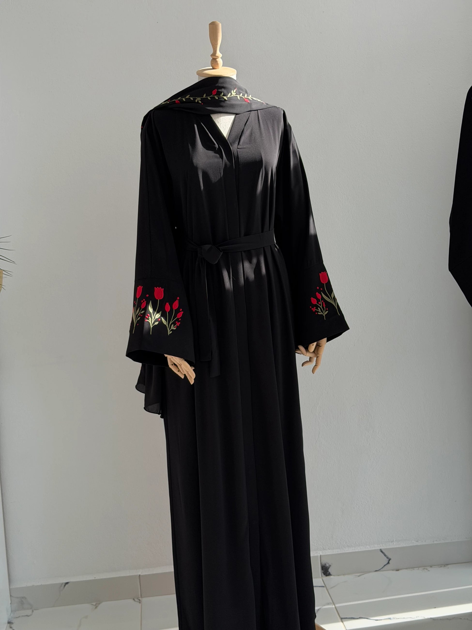 Embroidered Tulip Abaya + Shawl