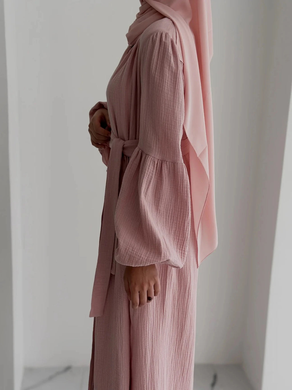 Muslin Dress with Patterned Shawl