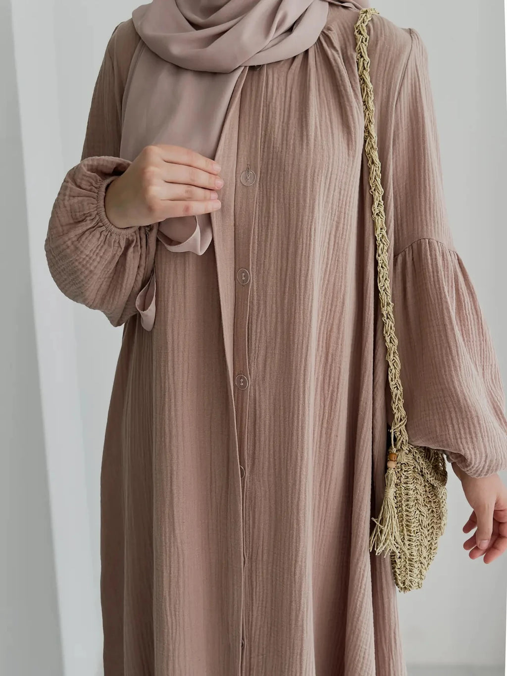 Muslin Dress with Patterned Shawl