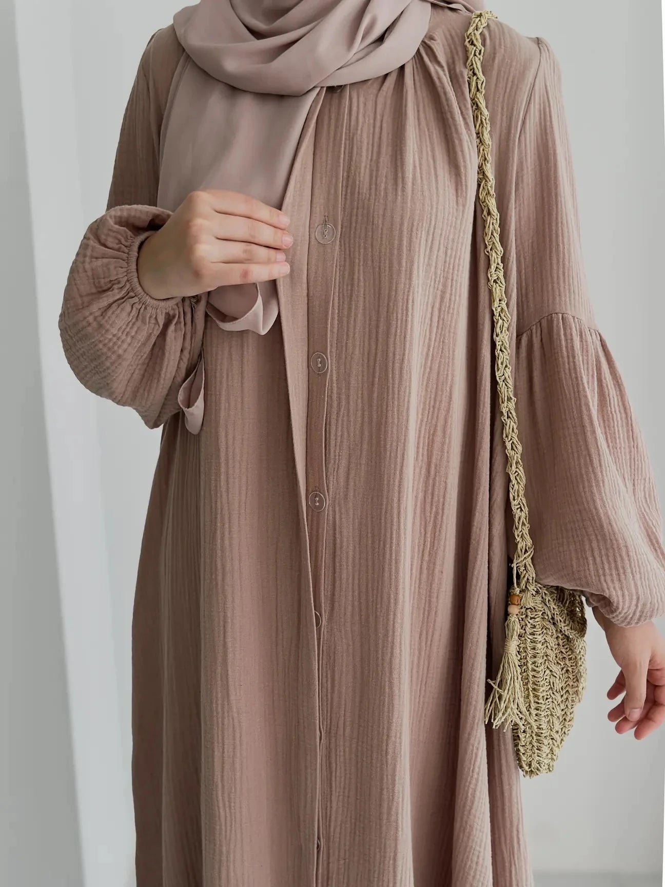 Muslin Dress with Patterned Shawl