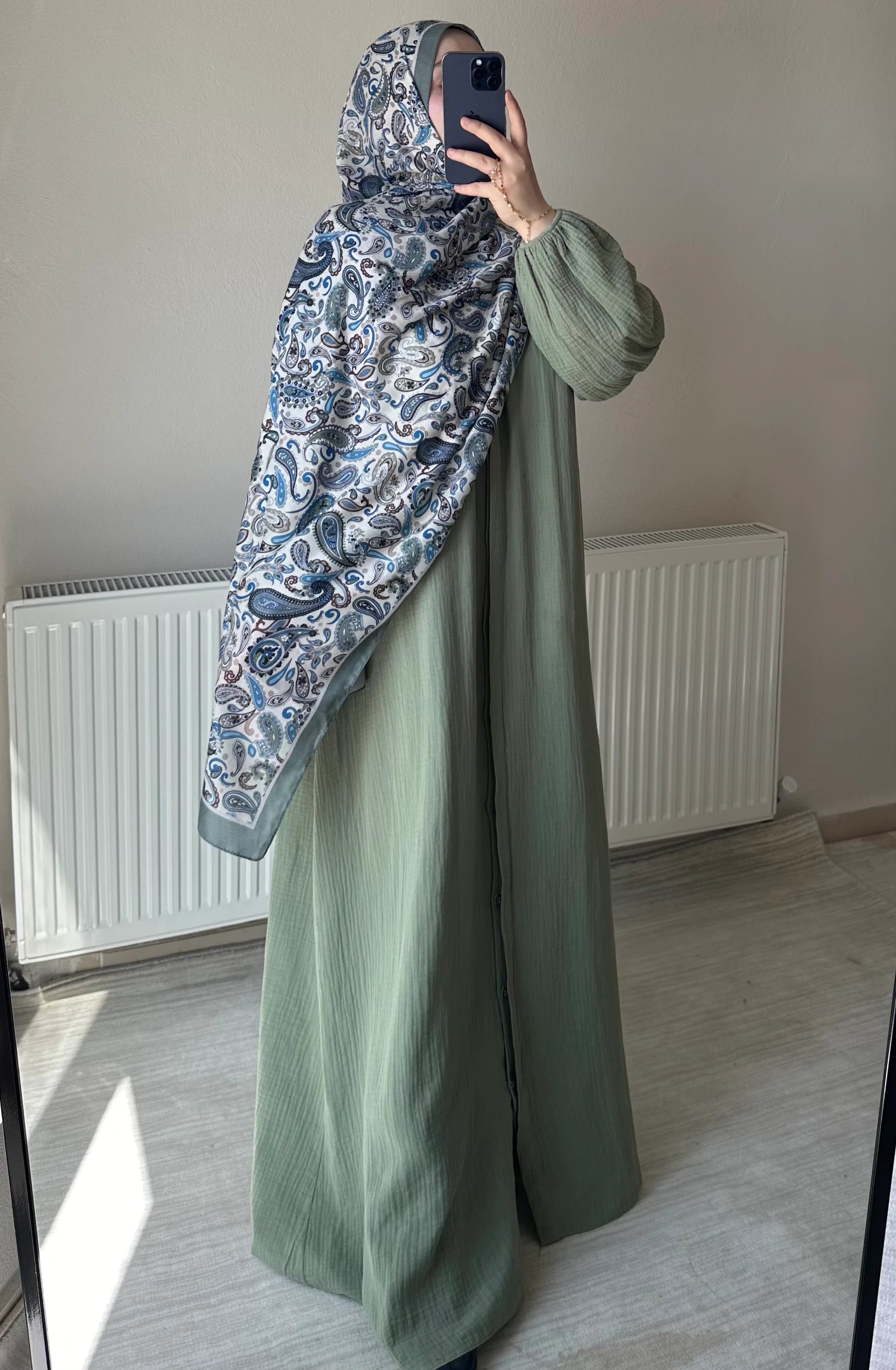 Muslin Dress with Patterned Shawl