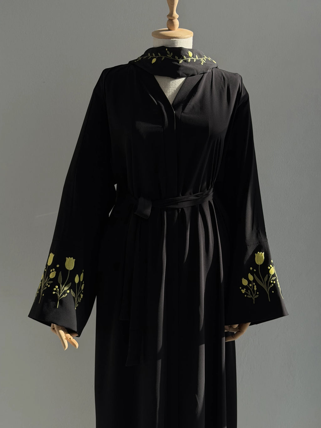 Embroidered Tulip Abaya + Shawl