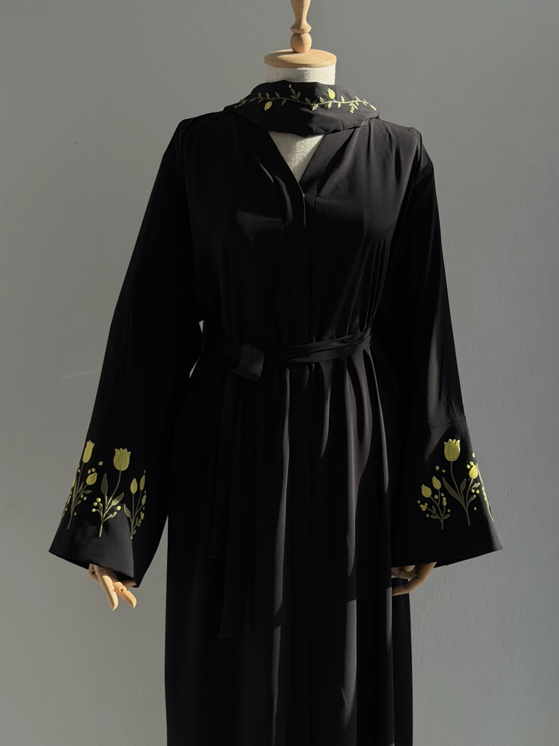 Embroidered Tulip Abaya + Shawl