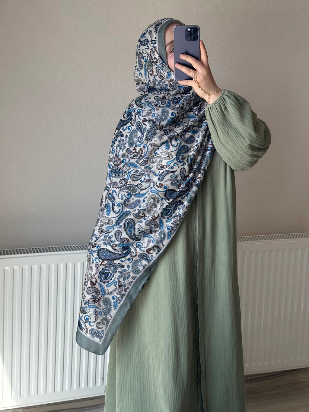 Muslin Dress with Patterned Shawl