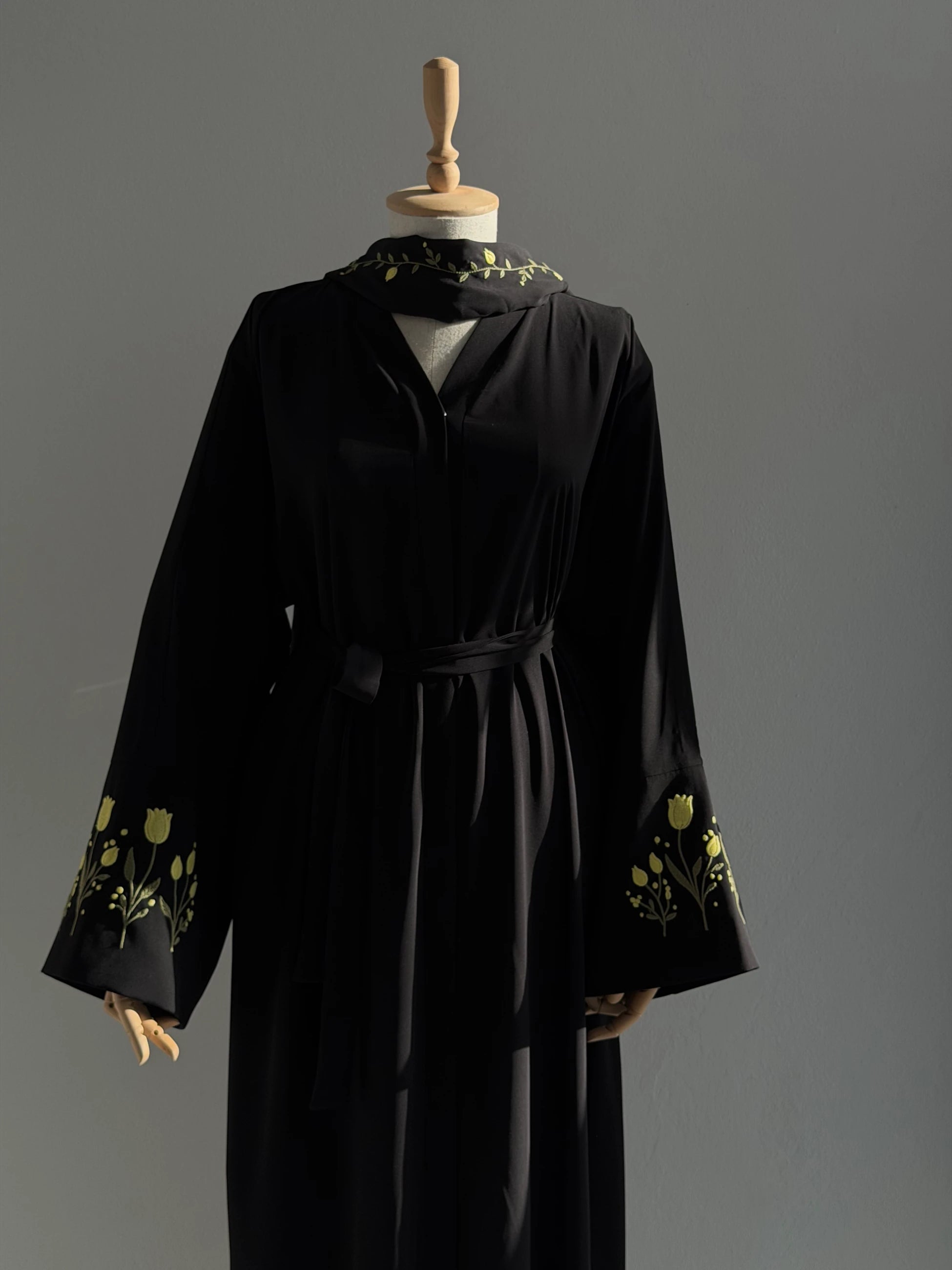Embroidered Tulip Abaya + Shawl