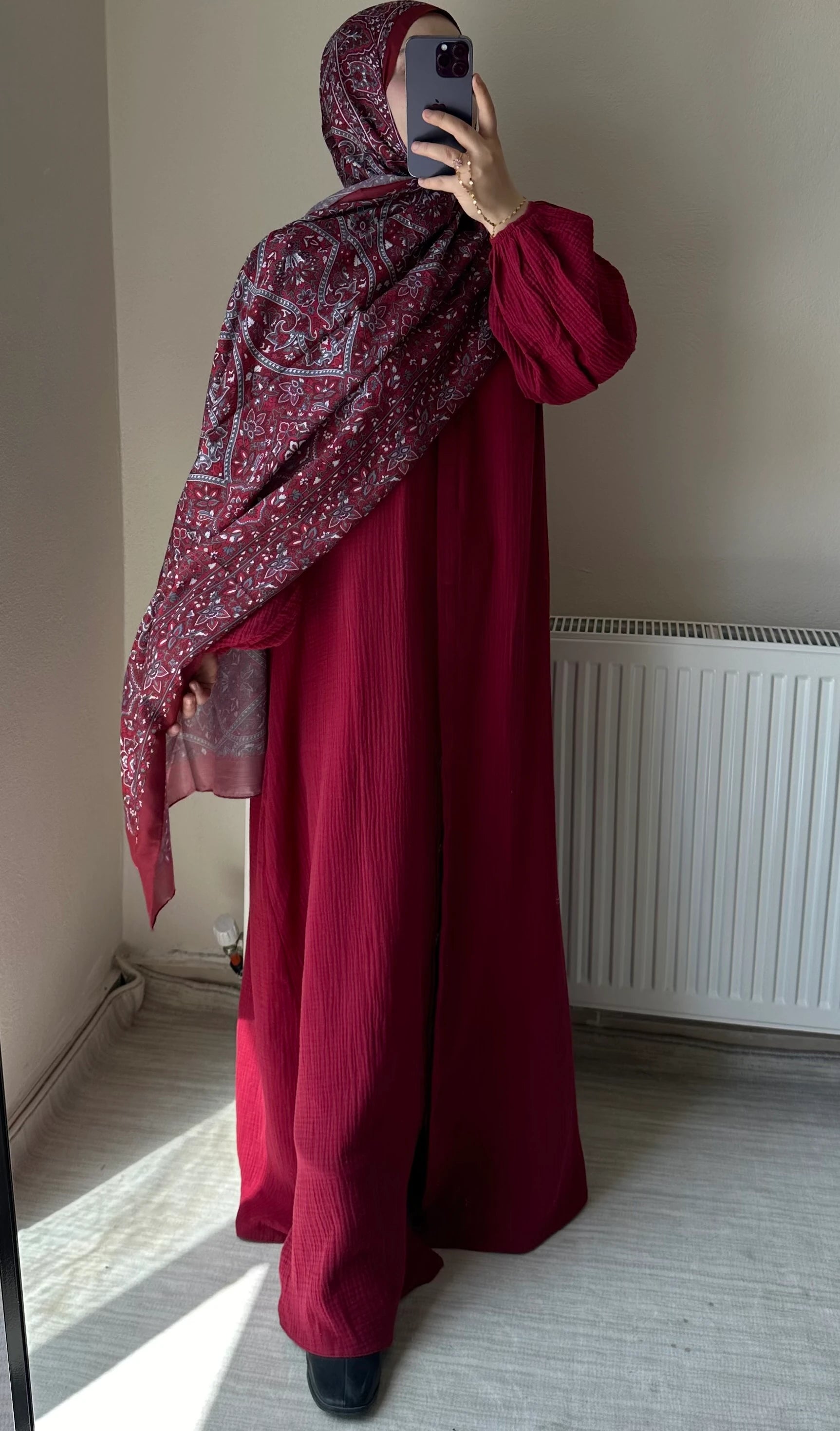 Muslin Dress with Patterned Shawl