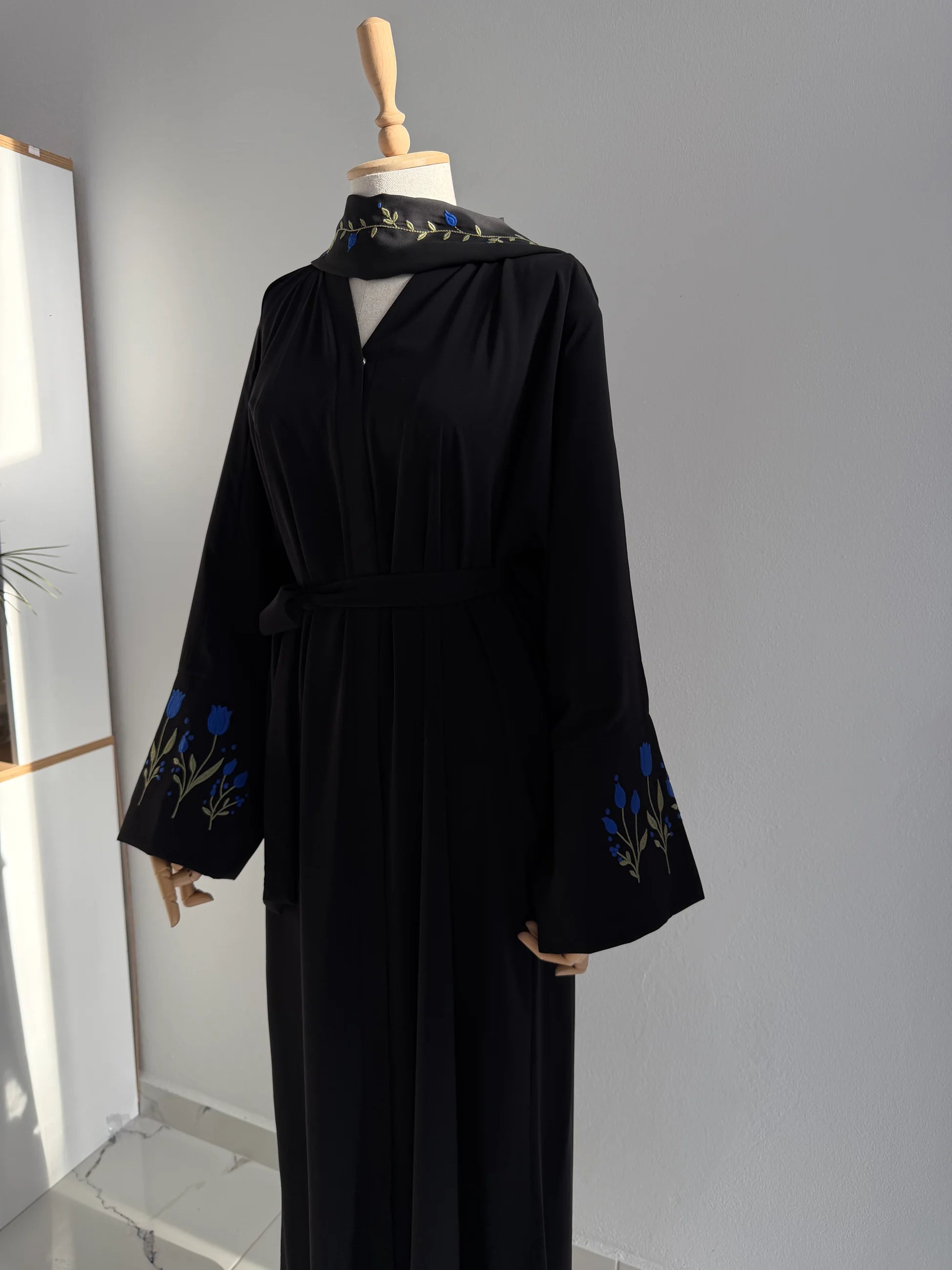 Embroidered Tulip Abaya + Shawl