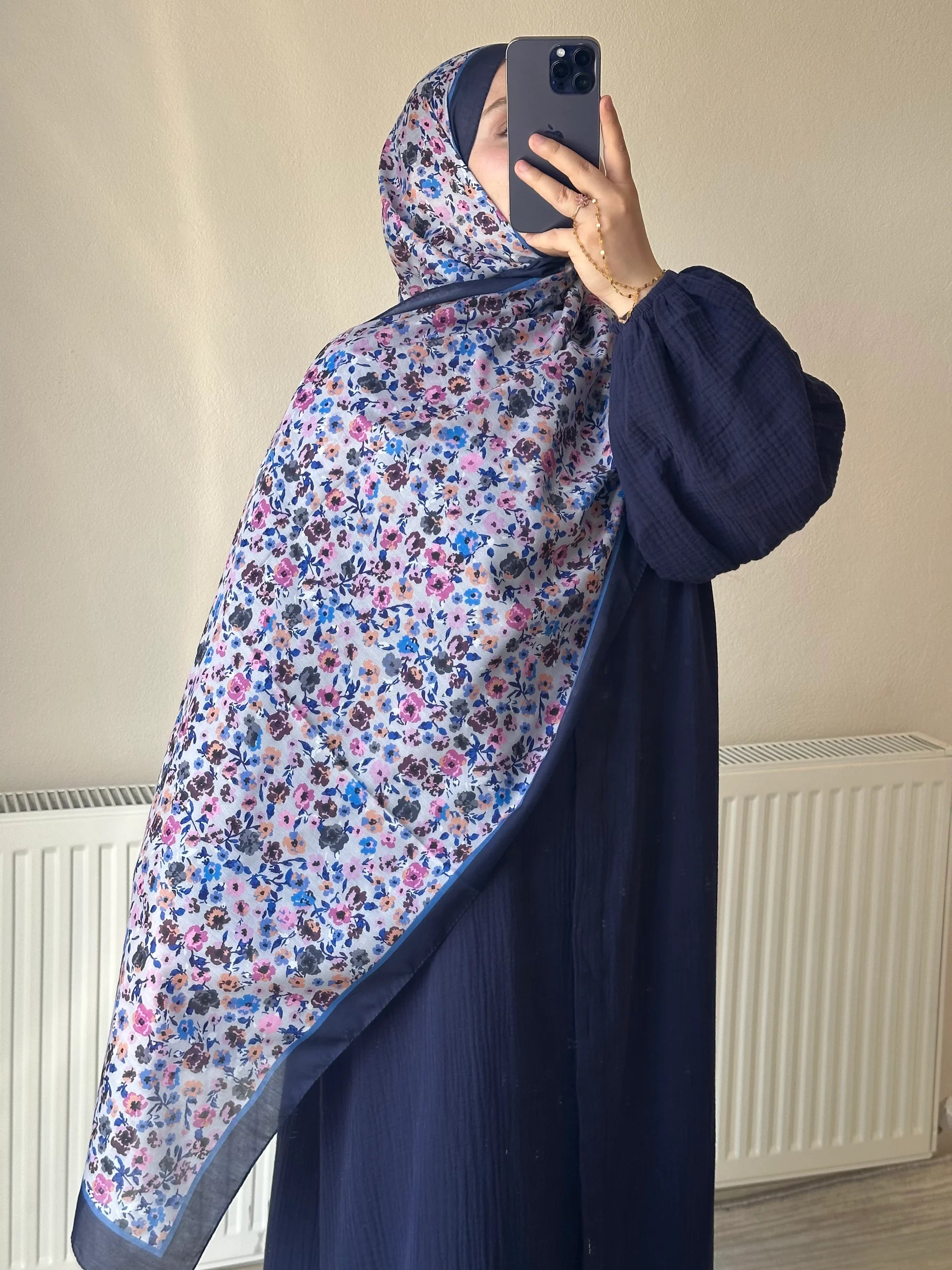 Muslin Dress with Patterned Shawl