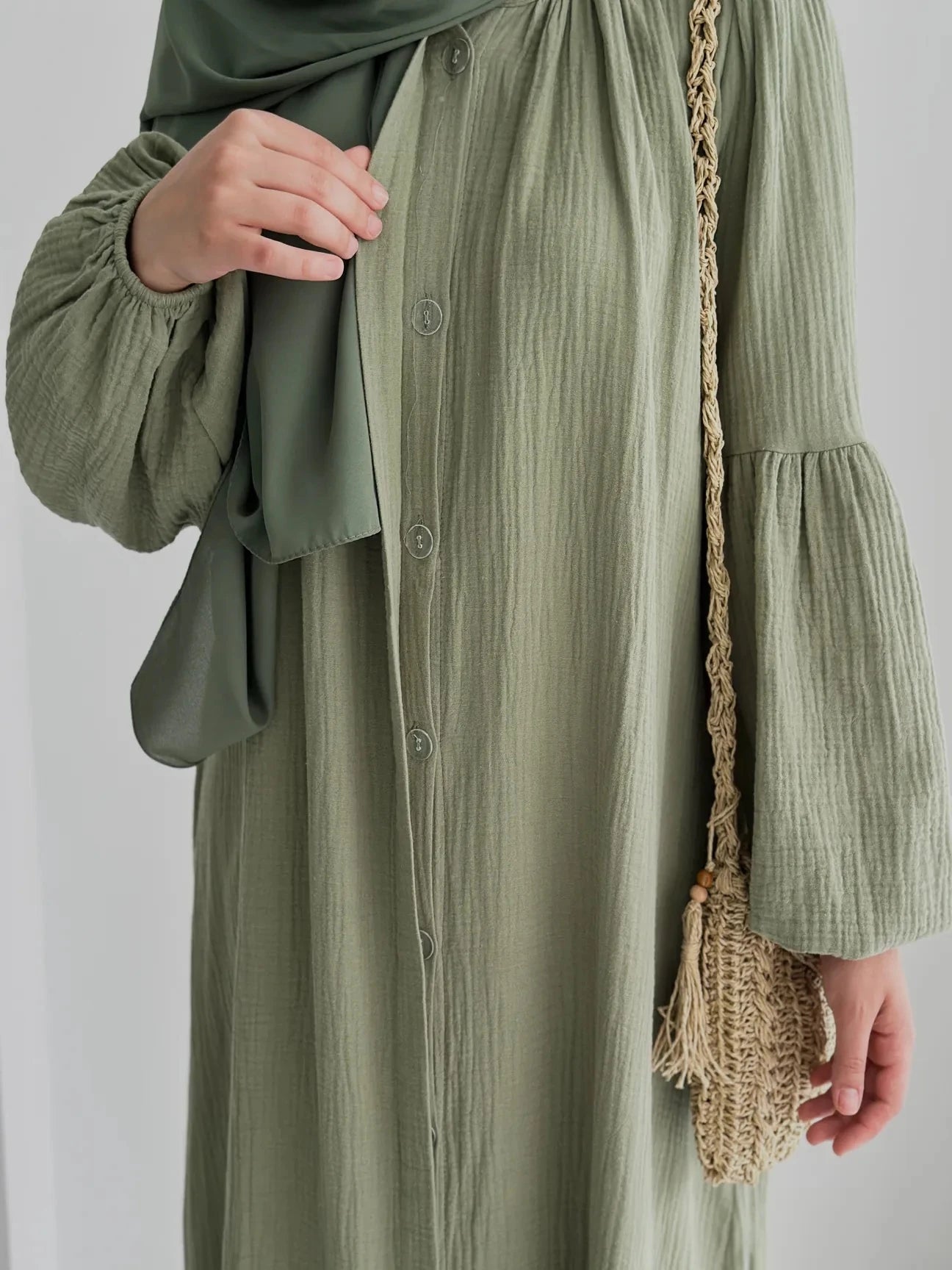 Muslin Dress with Patterned Shawl