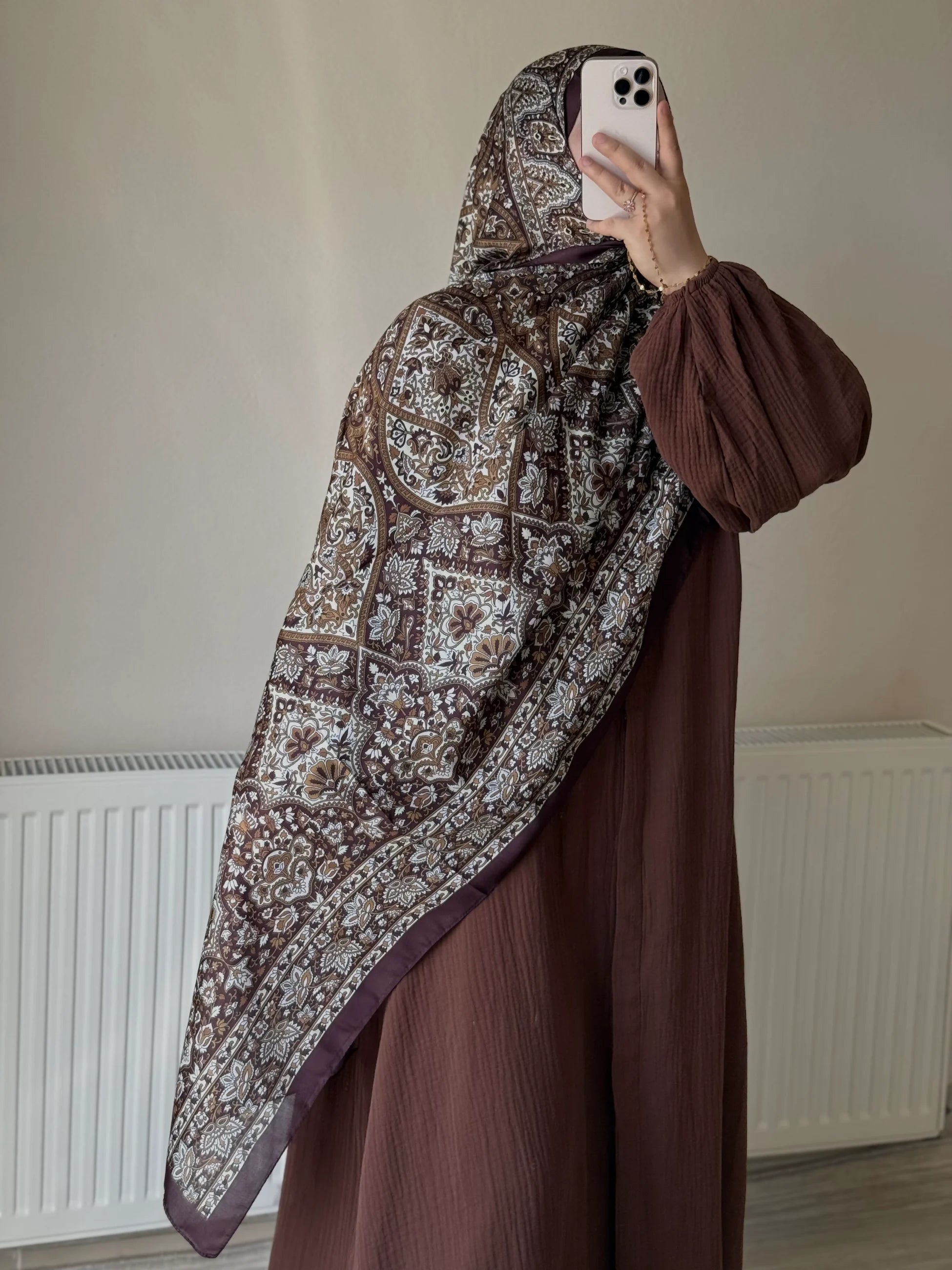 Muslin Dress with Patterned Shawl