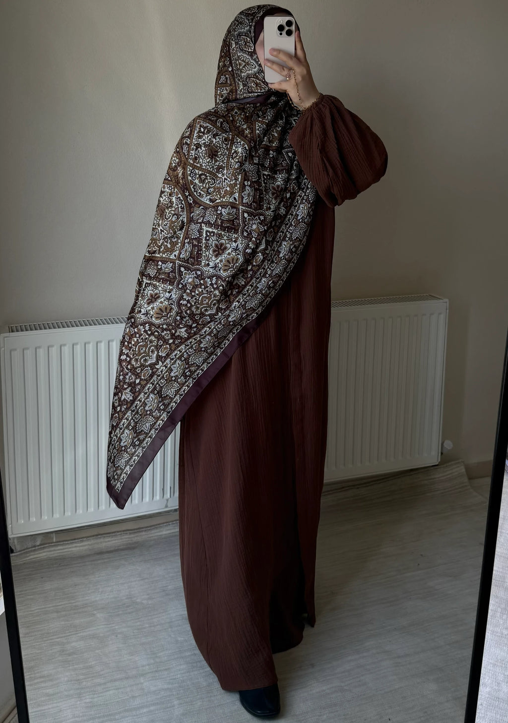 Muslin Dress with Patterned Shawl
