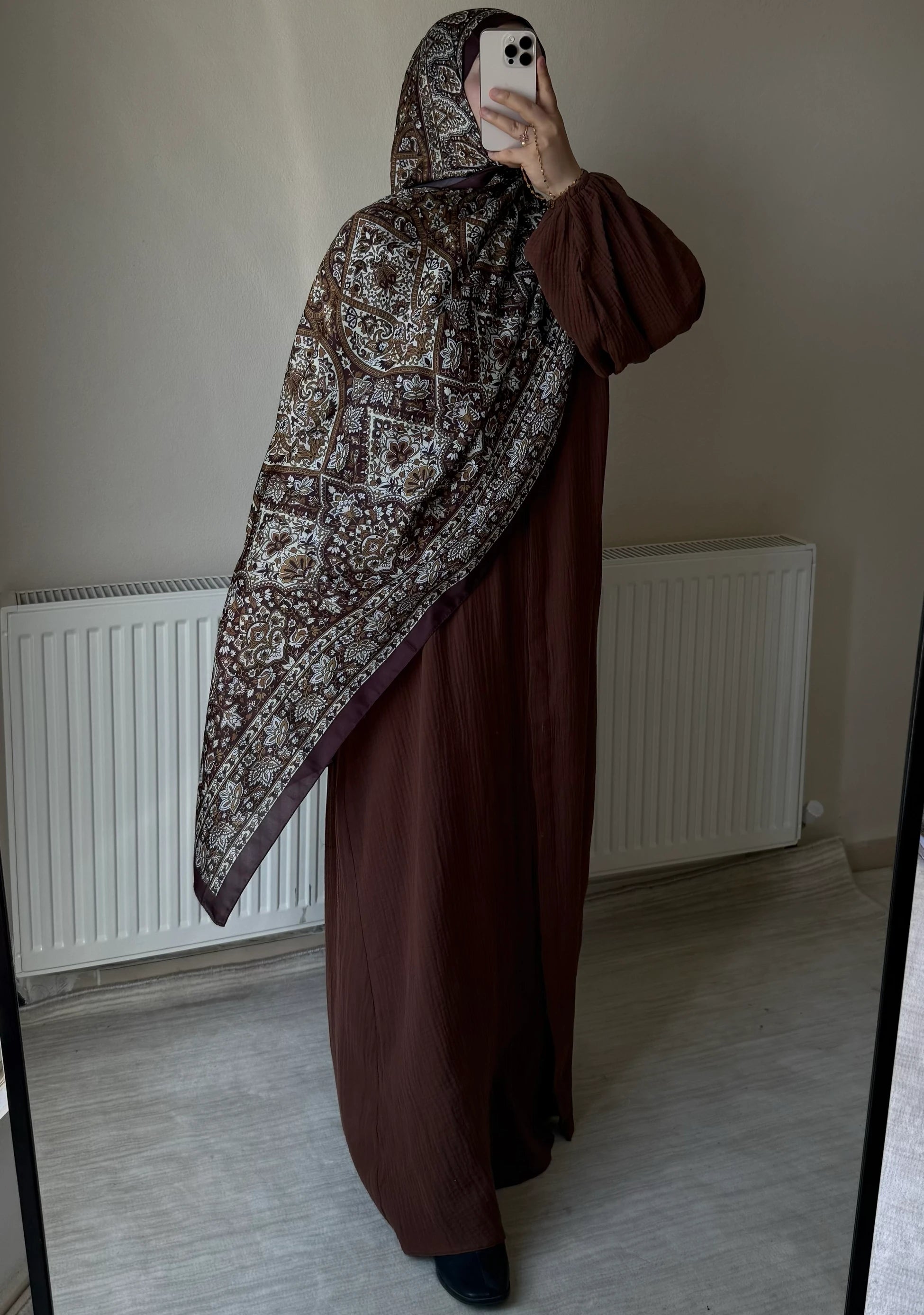 Muslin Dress with Patterned Shawl