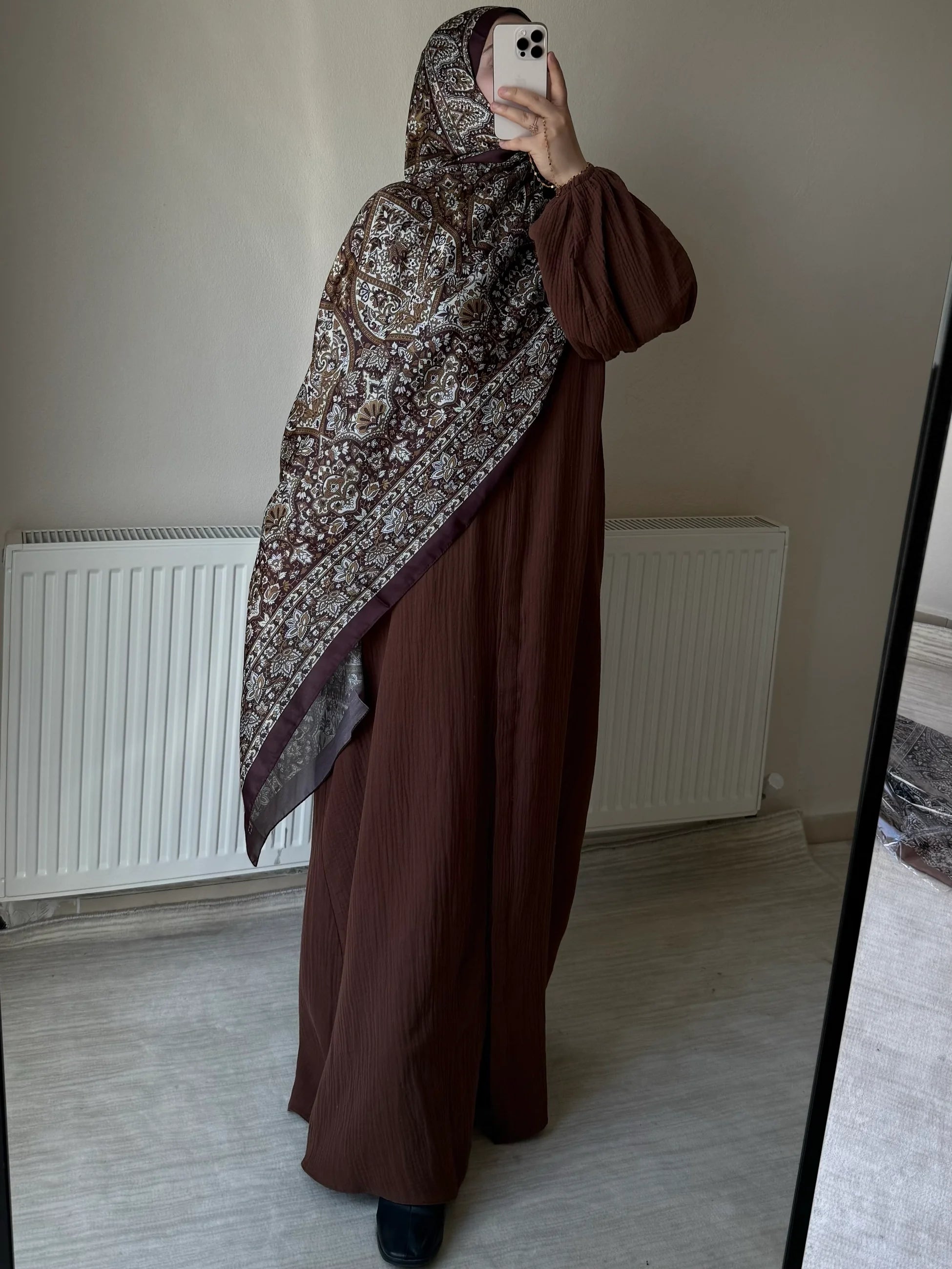 Muslin Dress with Patterned Shawl