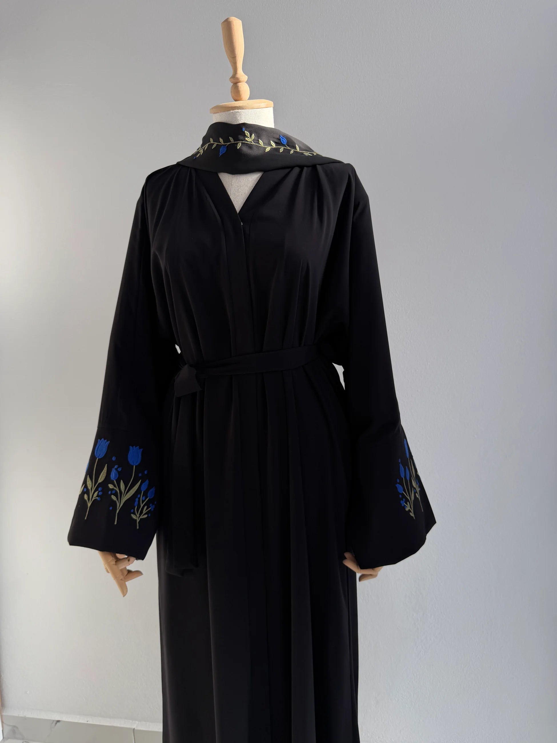 Embroidered Tulip Abaya + Shawl