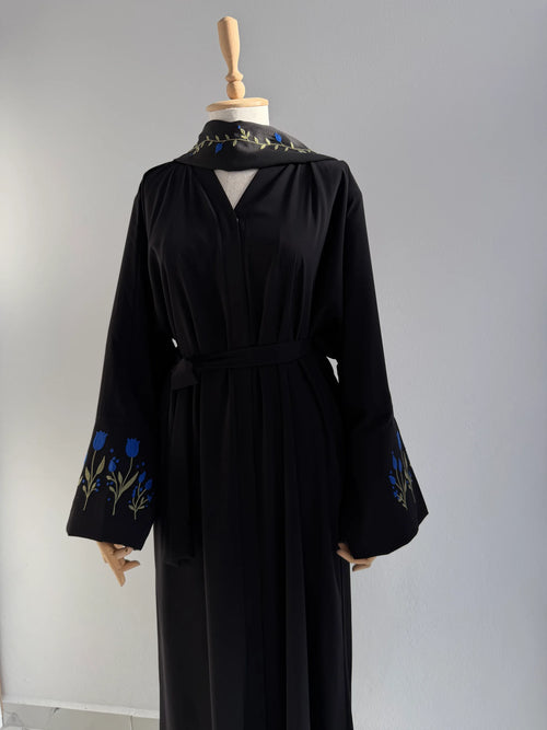 Embroidered Tulip Abaya + Shawl