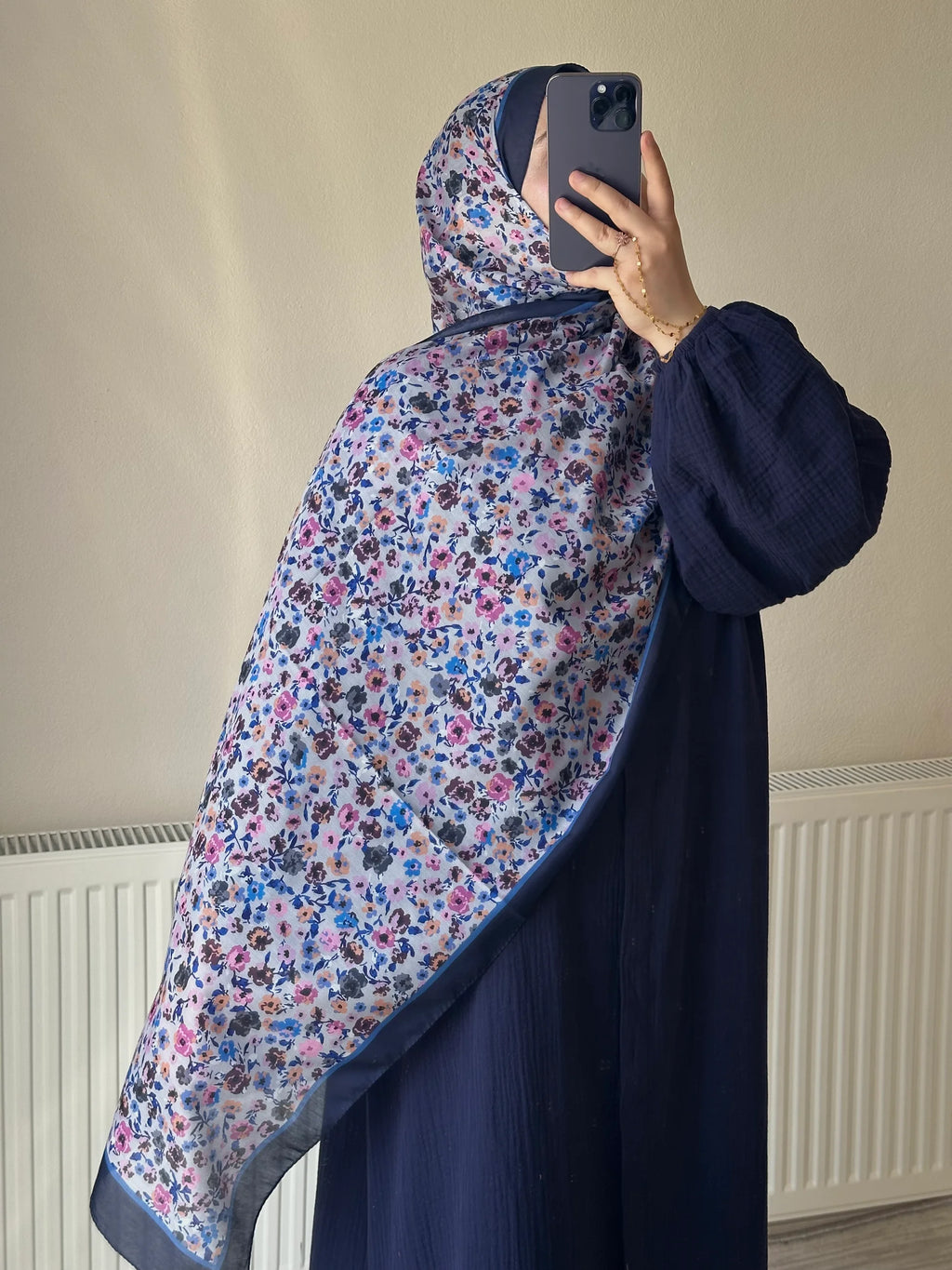 Muslin Dress with Patterned Shawl