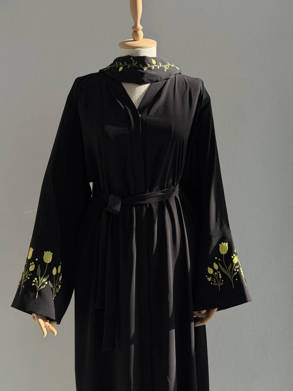 Embroidered Tulip Abaya + Shawl