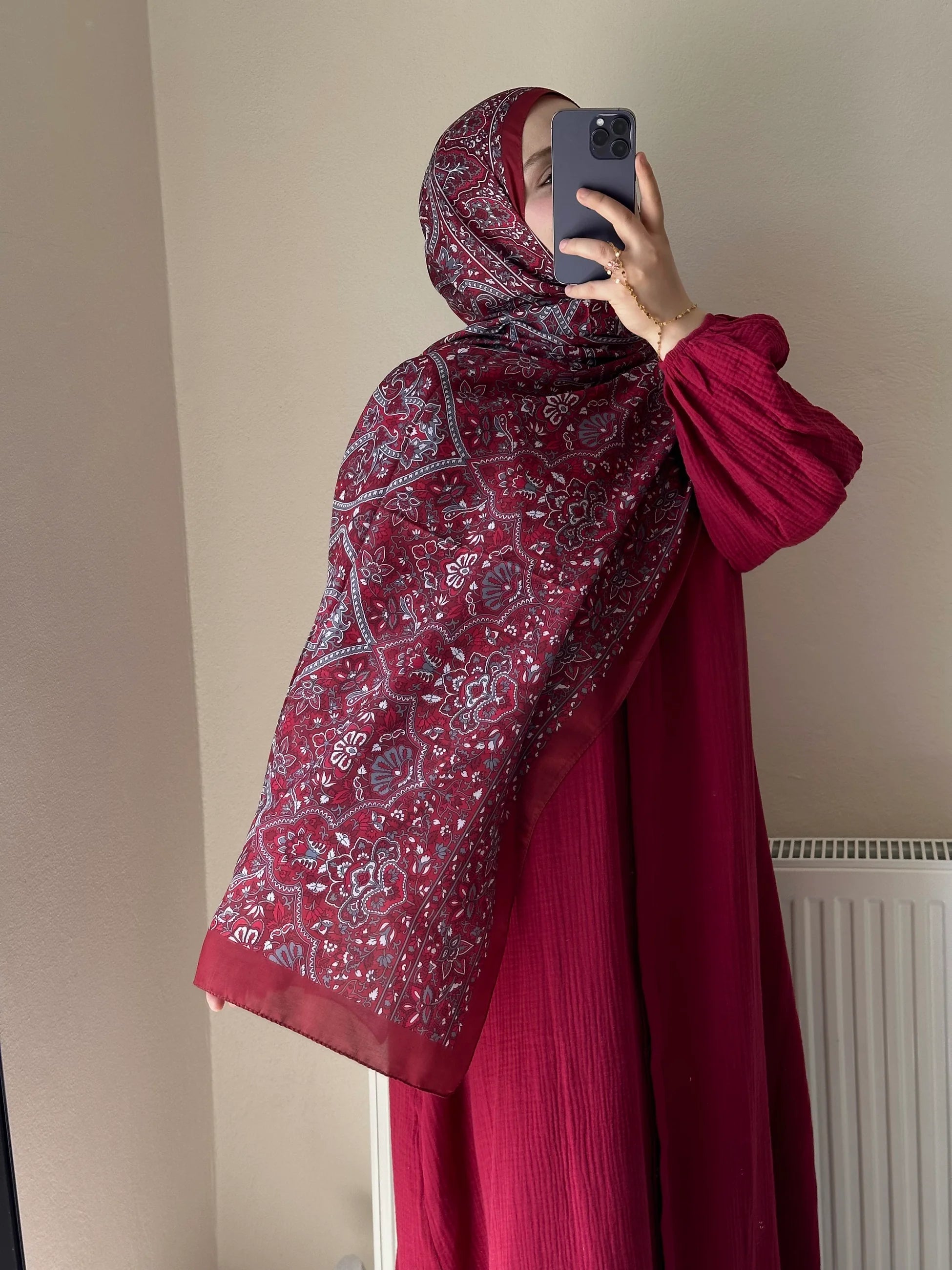 Muslin Dress with Patterned Shawl
