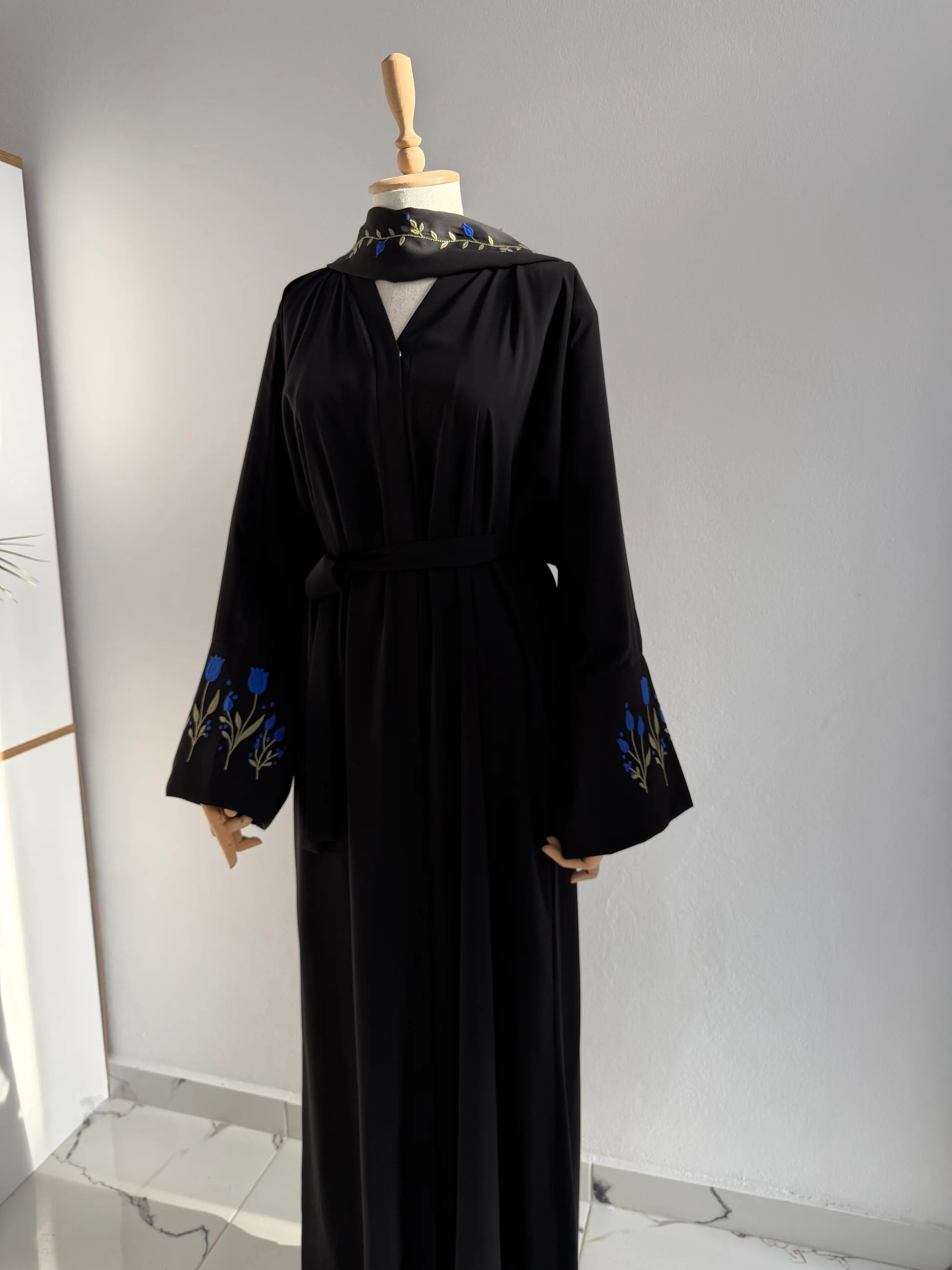Embroidered Tulip Abaya + Shawl